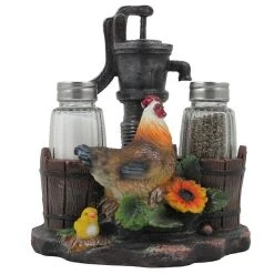 DWK Corp. Old Fashioned Water Pump Glass Salt And Pepper Shaker Setsculptures And Statues