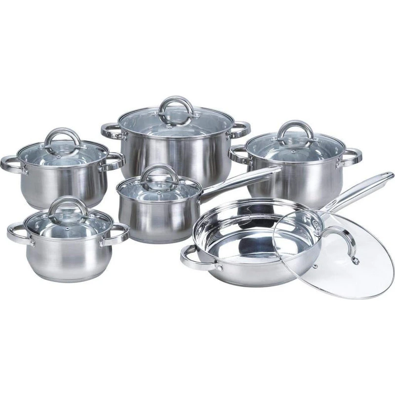 Heim Concept 12-Piece Stainless Steel Cookware Sets With Glass Lid