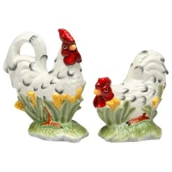 Cosmos Gifts Corp. Black And White Rooster Salt And Pepper Shakers, Set Of 2