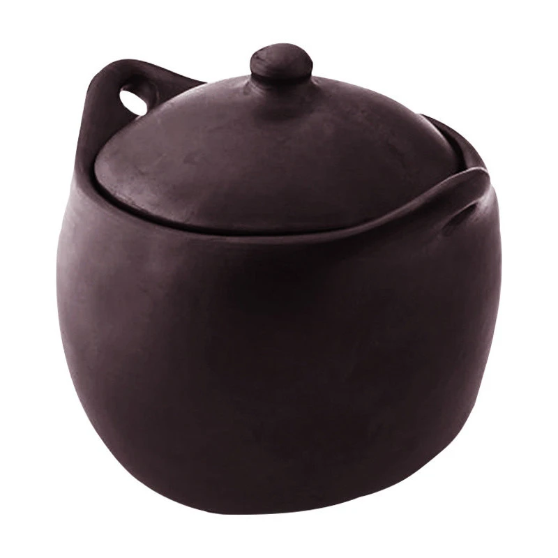 Ancient Cookware, Tall Chamba Clay Stew Pot, 4 Quarts
