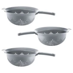 Ybm Home Inc. YBM Home 9.75 In. Deep Plastic Strainer Colander Use For Pasta, 3 Pack, Gray