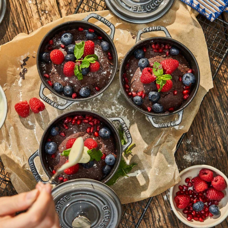 Staub Cast Iron 0.5-qt Round Cocotte - Graphite Grey - Image 3