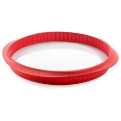 Lekue USA Lekue Red Silicone Quiche Pan With Ceramic Plate, 11 Inch
