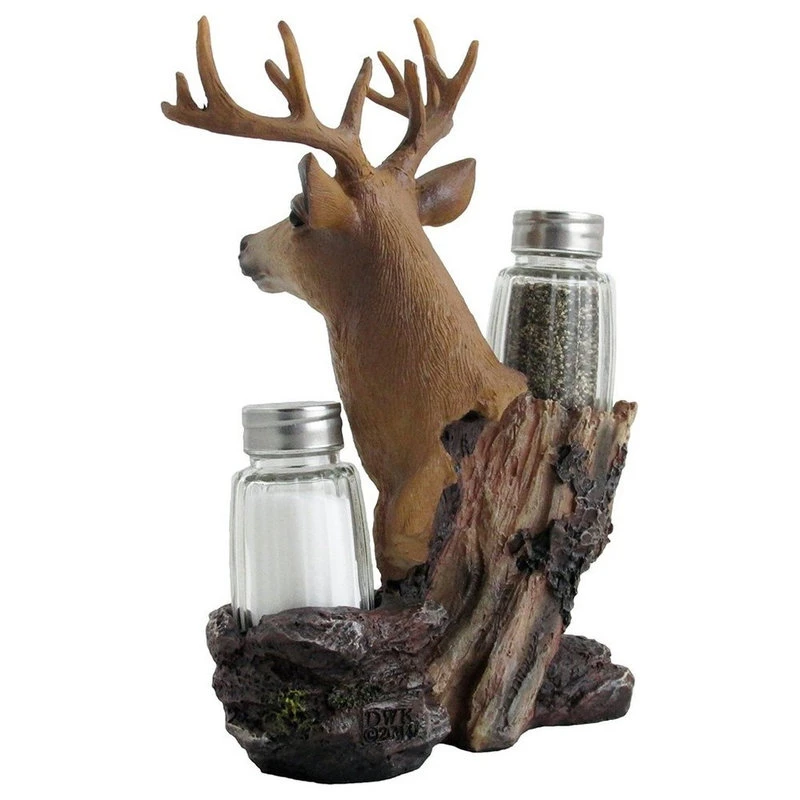 DWK Corp. Big Buck Decorative Deer Salt And Pepper Shaker Set, 3-Piece Set - Image 5