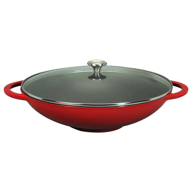 French Home Brands French Enameled Cast Iron Wok With Glass Lid