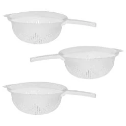 Ybm Home Inc. YBM Home 9.75 In. Deep Plastic Strainer Colander Use For Pasta, 3 Pack, White