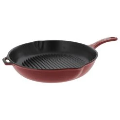 French Home Brands Chasseur 10" Round French Enameled Cast Iron Grill Pan, Red