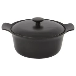 BergHOFF International Inc. Ron Cast Iron Covered Stockpot, Black, 4.4Qt.