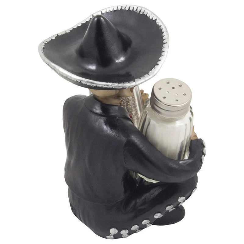 DWK Corp. Dia De Los Muertos Mariachi Skeleton Glass Salt And Pepper Shaker 3-Piece Set - Image 4