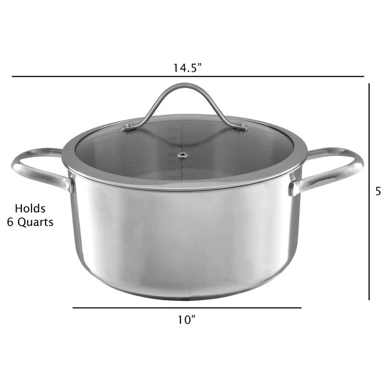 6 Quart Stock Pot-Stainless Steel Pot, Lid By Classic Cuisine - Image 3