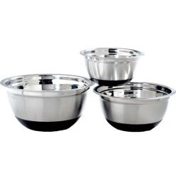 Stylish 3-Piece Stainless Steel Anti-Skid Mixing Bowl Set