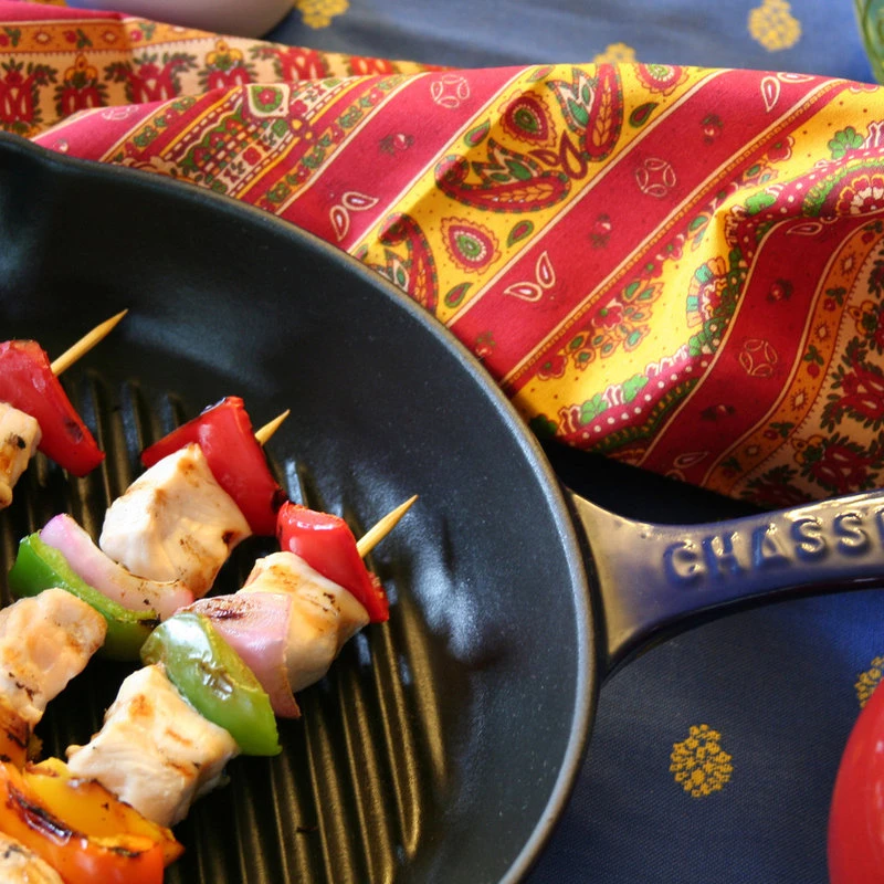 French Home Brands Chasseur 10" Round French Enameled Cast Iron Grill Pan, Red - Image 5