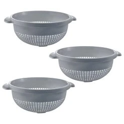 Ybm Home Inc. YBM Home Plastic Round Deep Colander Strainers, 14 Inches. (3 PACK), Gray