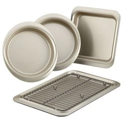 Anolon Nonstick Bakeware 5-Piece Bakeware Set, Pewter And Onyx