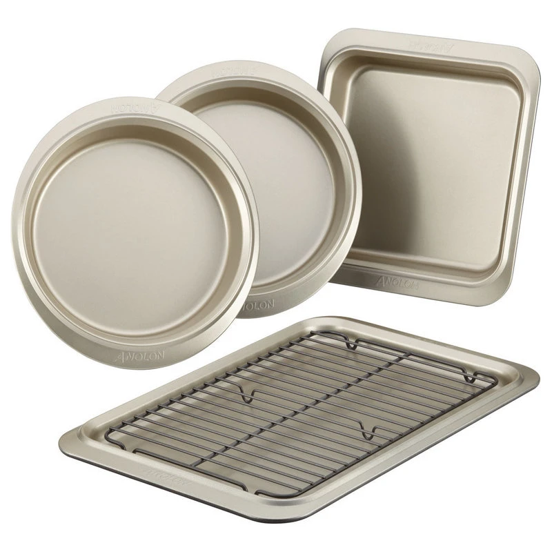 Anolon Nonstick Bakeware 5-Piece Bakeware Set, Pewter And Onyx