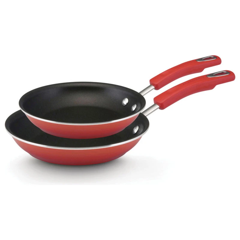 Rachael Ray Cookware Hard Enamel Nonstick Twin Pack 9-1 And 4" And 11" Skillets, Red Gradient