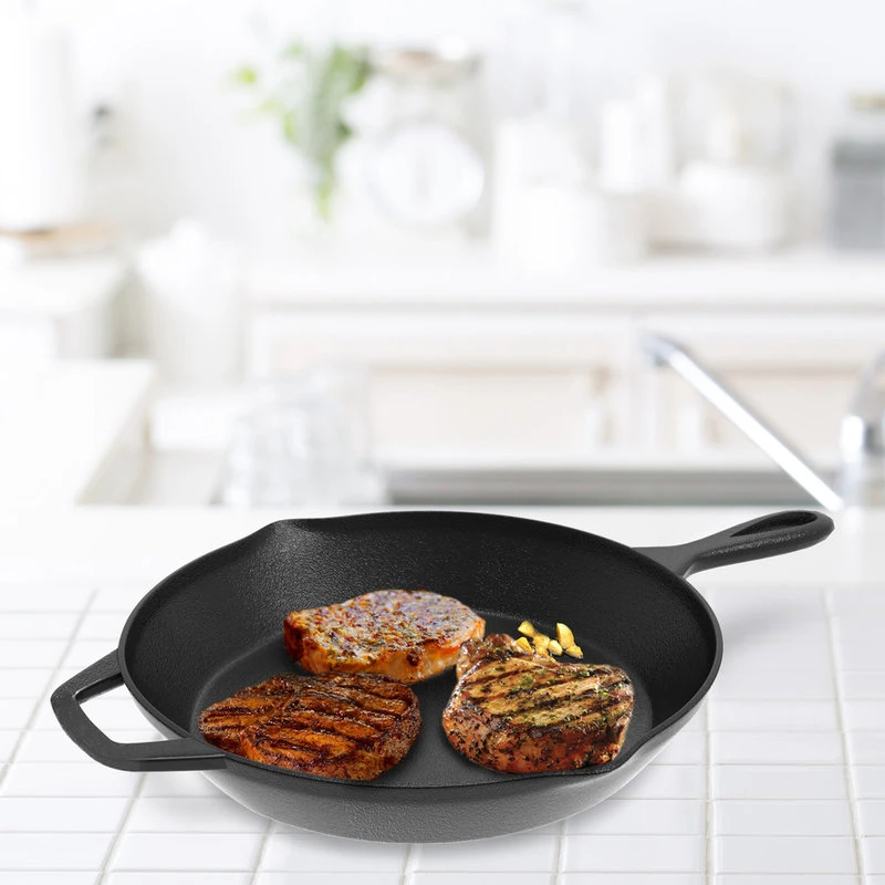 Classic Cuisine Pre-Seasoned Cast Iron Skillet- 12 Inch For Indoor And Outdoor Cooking - Image 4
