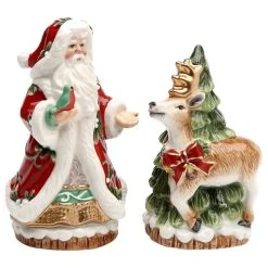 Cosmos Gifts Corp. Victorian Harvest Santa And Reindeer Salt And Pepper Shakers, Set Of 2