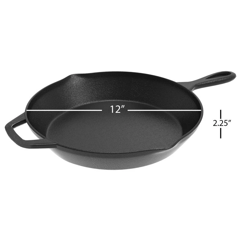 Classic Cuisine Pre-Seasoned Cast Iron Skillet- 12 Inch For Indoor And Outdoor Cooking