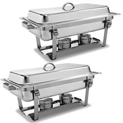 Costway 2 Packs Chafing Dish 9 Quart Stainless Steel Rectangular Full Size Buffet
