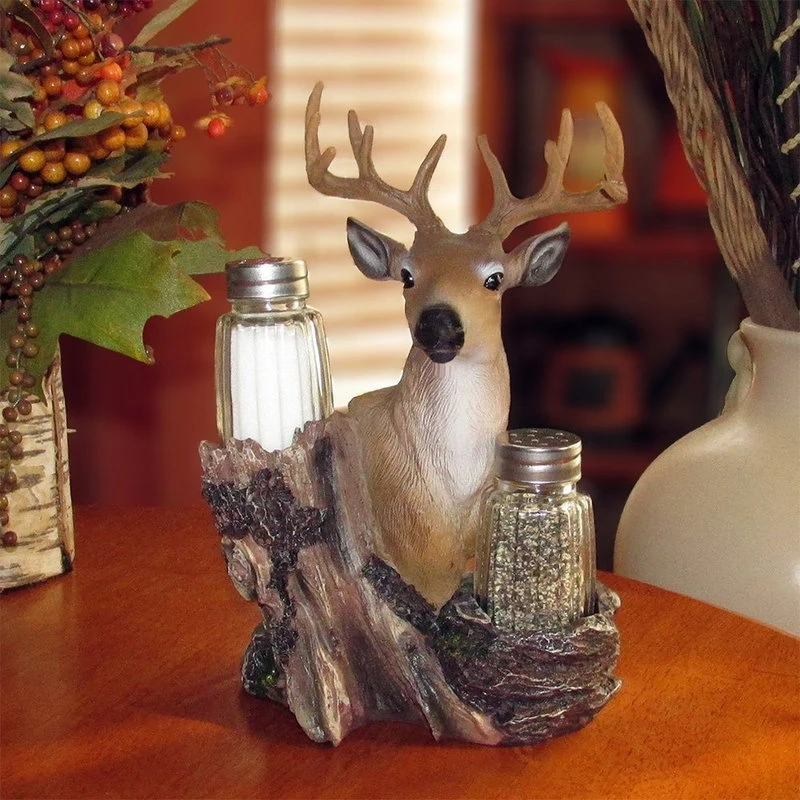 DWK Corp. Big Buck Decorative Deer Salt And Pepper Shaker Set, 3-Piece Set - Image 2