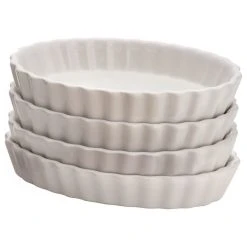 BonJour Chef's Tools 4-Piece Oval Creme Brelee Ramekin Set, White