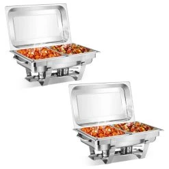 Costway 2 Packs Chafing Dish 9 Quart Stainless Rectangular Chafer Full Size Buffet