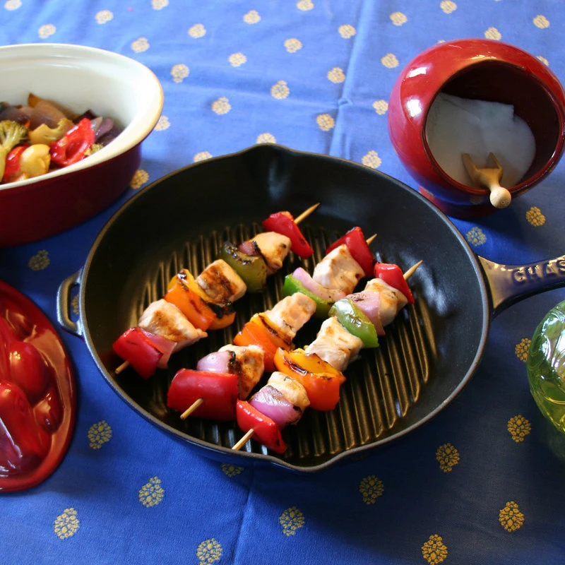 French Home Brands Chasseur 10" Round French Enameled Cast Iron Grill Pan, Red - Image 4