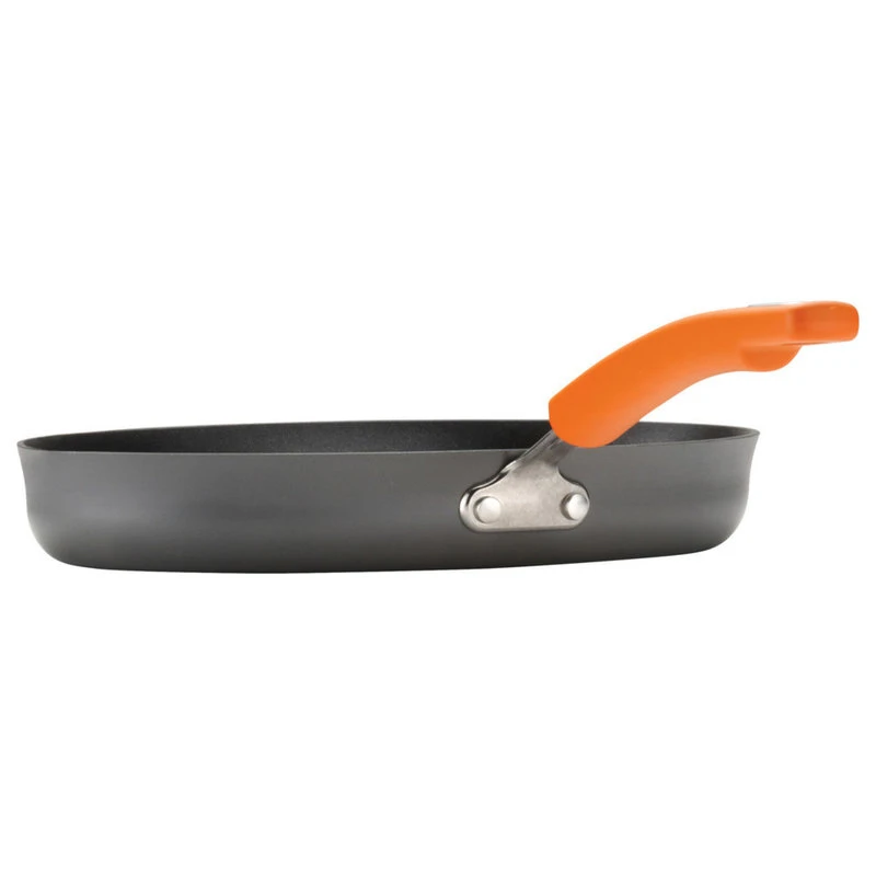 Rachael Ray Cookware Hard-Anodized Ii Nonstick 14" Skillet, Helper Handle, Gray, Orange Handle - Image 4