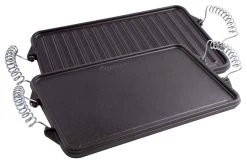 Victoria Medium Cast Iron Reversible Griddle With Handles, 10.5"x8.5", Seasoned