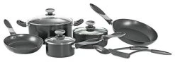 T-Fal Mirro® A797SA84 Get-A-Grip Aluminum Non-Stick Cookware Set, Black, 10-Piece