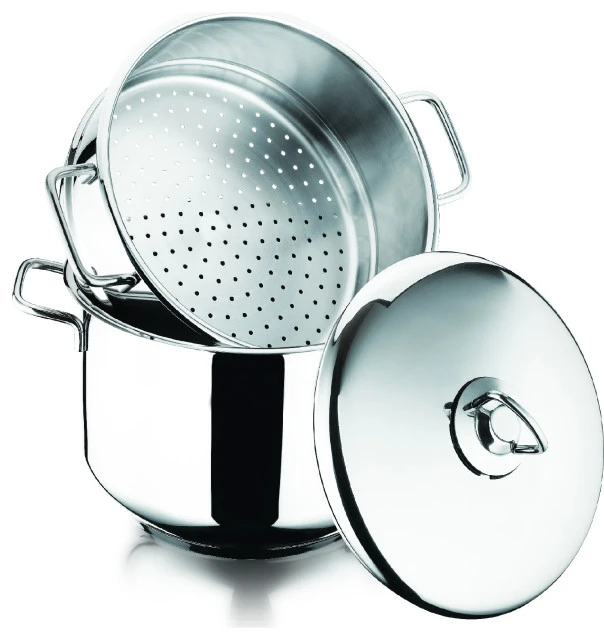 Hascevher Stainless Steel Steamer Cooking Pot Cooker Stack Insert, 4 Quart