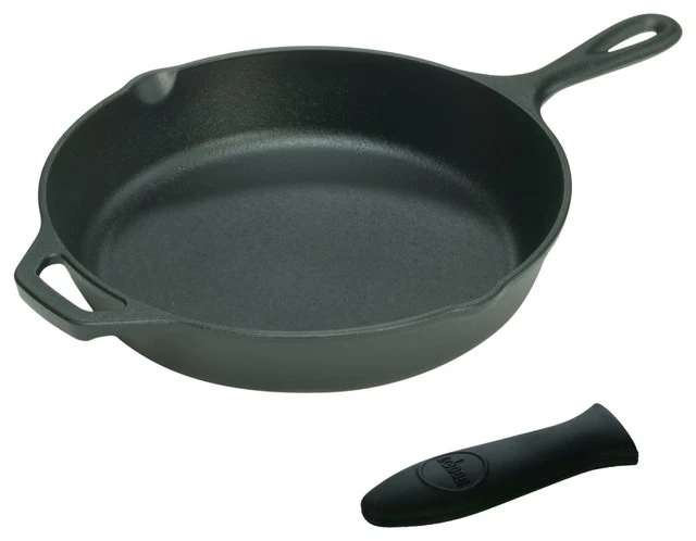 Lodge Cast Iron Cookware Lodge Logic 15 Inch Cast Iron Skillet With Free Black Silicone Handle Holder