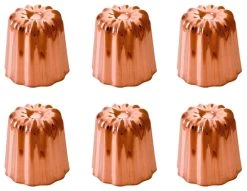 Mauviel USA Mauviel M'Passion Copper 6-Piece Tinned Canele Mold, 2.2-Inches