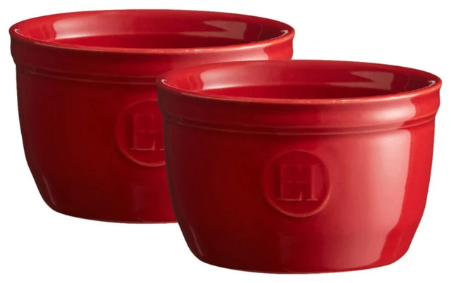 Emile Henry Burgundy Ceramic 5.1 Ounce #9 Ramekin, Set Of 2
