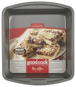 Bradshaw International Good Cook 04017 Non-stick Square Cake Pan, 8" X 8"