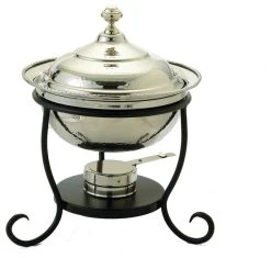 Old Dutch International Round Polished Nickel Over S/S Chafing Dish, 3 Qt.