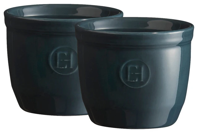 Emile Henry Blue Flame Ceramic 6.8 Ounce #8 Ramekin, Set Of 2