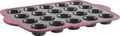 Trudeau Grey Silicone 20 Count Mini Muffin Pan With Burgundy Accent