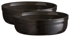 Emile Henry Charcoal Ceramic 8.5 Ounce Creme Brulee Dish, Set Of 2
