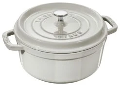 Staub Cast Iron 4-qt Round Cocotte - White Truffle