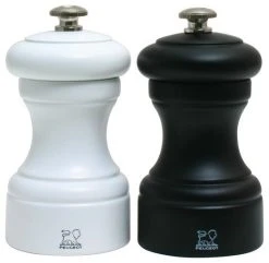 Peugeot Bistro Black Matte Pepper & White Matte Salt Mill Set 10cm/4"