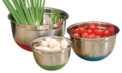 Cookpro Stainless Steel Mixing Bowl 3 Piece Set Colorful Non Skid Base