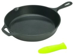 Lodge Cast Iron Cookware Lodge Logic 15 Inch Cast Iron Skillet With Free Green Silicone Handle Holder