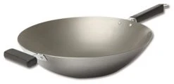 Joyce Chen 220060, Pro Chef Flat Bottom Wok Uncoated Carbon Steel, 14inch