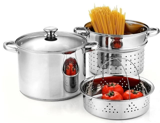 Cook N Home 4-Piece Steamer Pot Set, Stainless Steel
