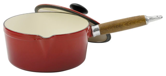 French Home Brands Chasseur 1.3-Quart Red French Enameled Cast Iron Saucepan