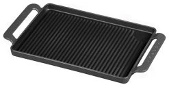 French Home Brands Chasseur 14" Caviar-Grey Rectangular French Enameled Cast Iron Grill Pan