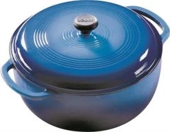 Lodge Cast Iron Cookware Lodge Caribbean Blue Color Enamel On Cast Iron 6 Quart Dutch Oven