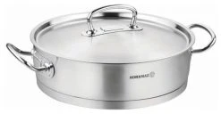 Ybm Home Inc. Korkmaz Proline Stainless Steel Low Casserole Saute Pot Stockpot With Lid, 5 Qua
